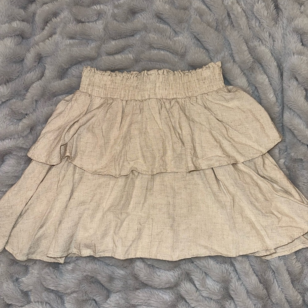 Beige Tiered Ruffle Skirt - Princess Polly